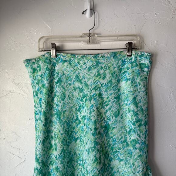 Vintage‎ Y2K Fairycore Dressbarn Abstract Swirl Midi Skirt Green L USA - Picture 2 of 7